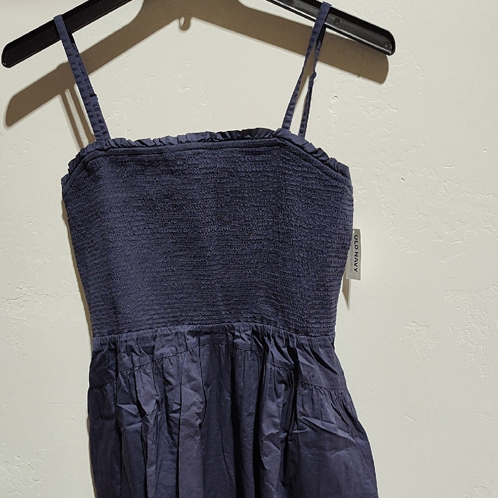 Old Navy Dark Blue Smocked Dress,L Tall,New